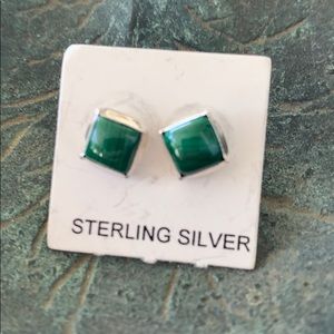 Malachite Square Studs